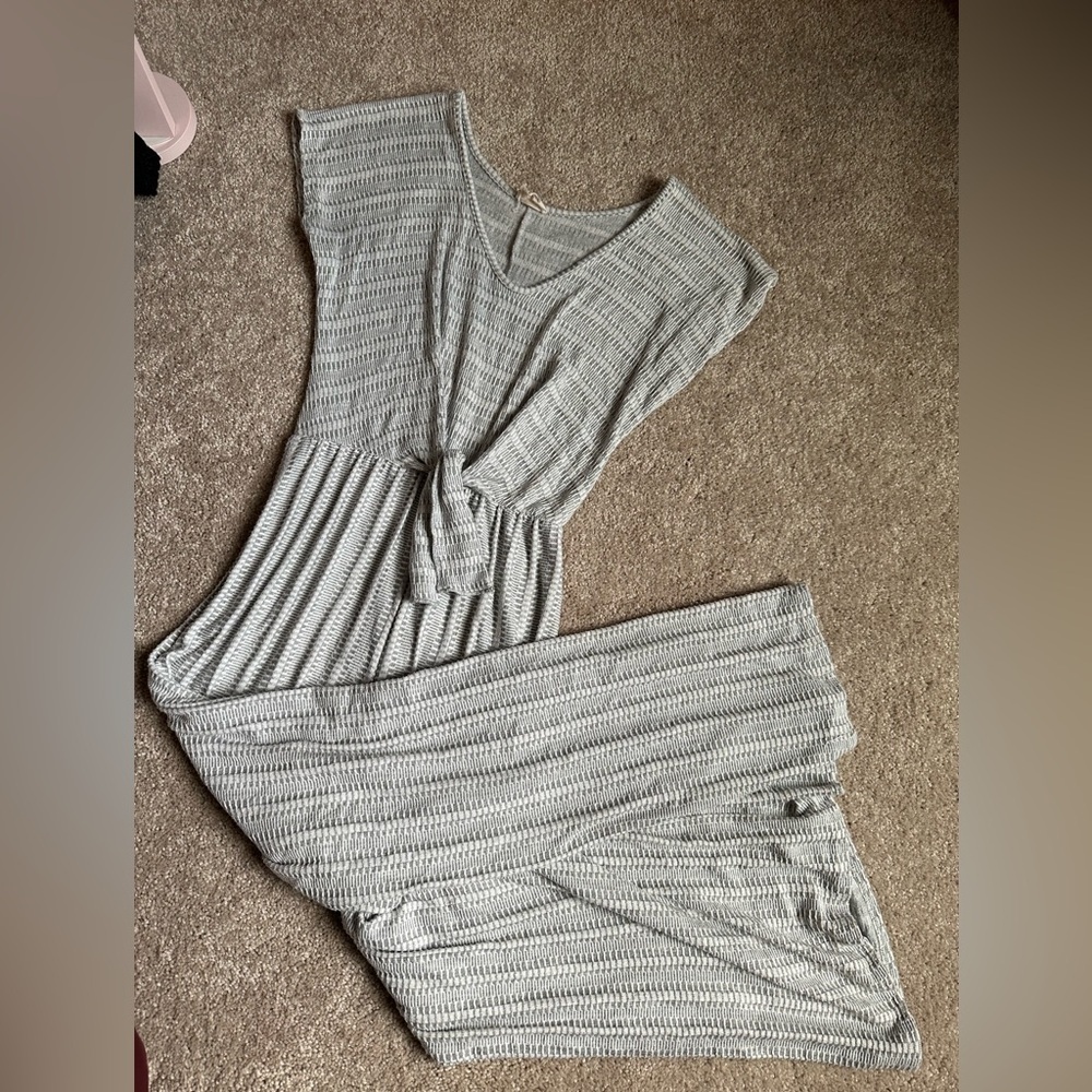 Caution To The Wind Light Gray Jumpsuit